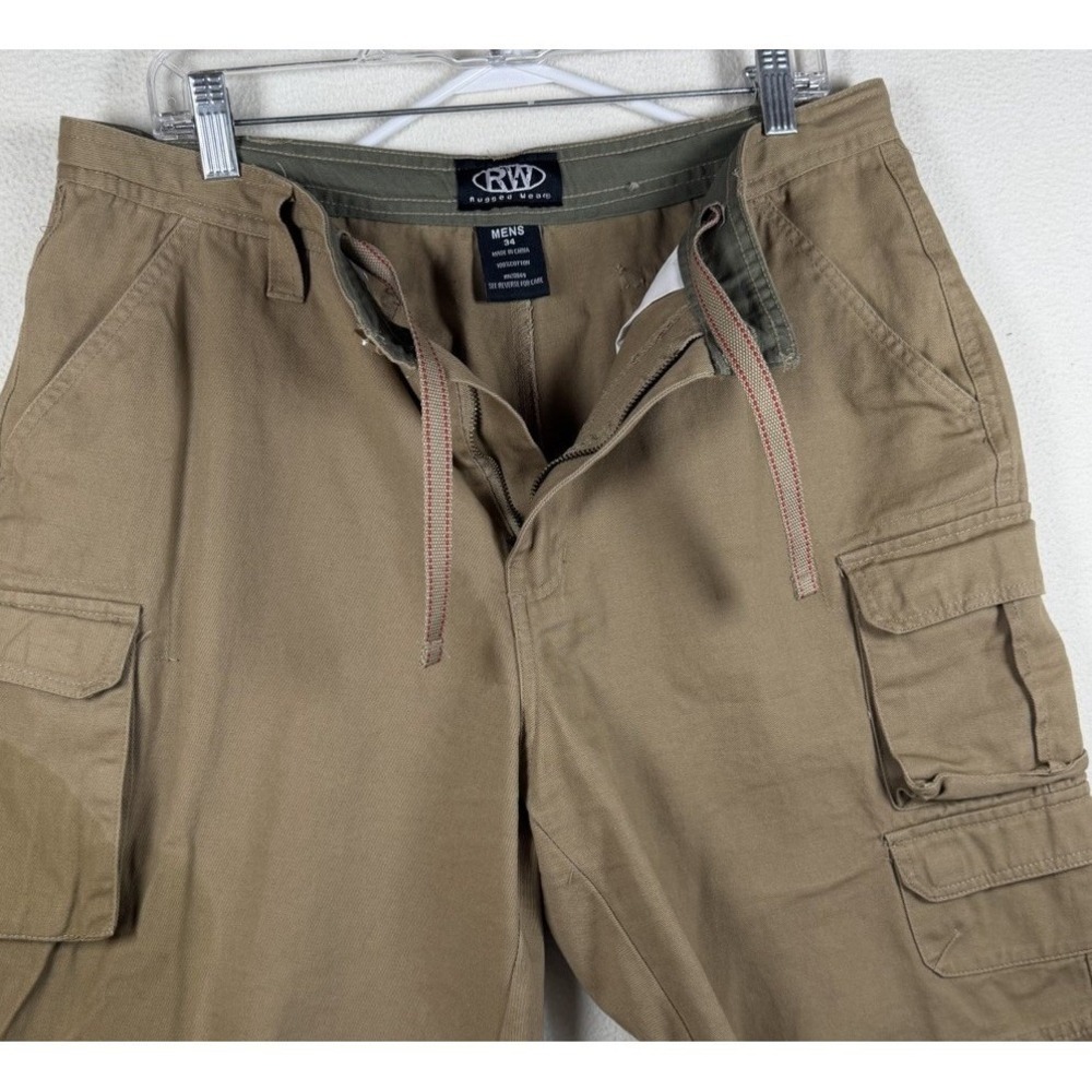 Rugged Wear‎ Mens Khaki Cotton Cargo Shorts Size 34 Tan Utility Hiking 16000MEN - Picture 5 of 15
